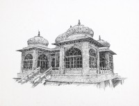 Zameer Hussain, 12 X 15 Inch, Pen ink on paper, Cityscape Painting -AC-ZAH-094